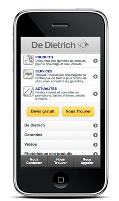 site mobile - page d'accueil